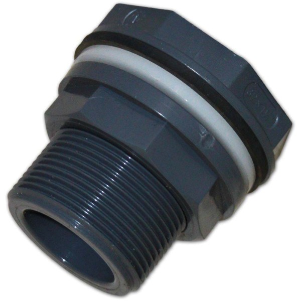PVC Tankdurchführung 32mm x 1 1/2 mit Außengewinde | © by gartenteiche-fockenberg.de